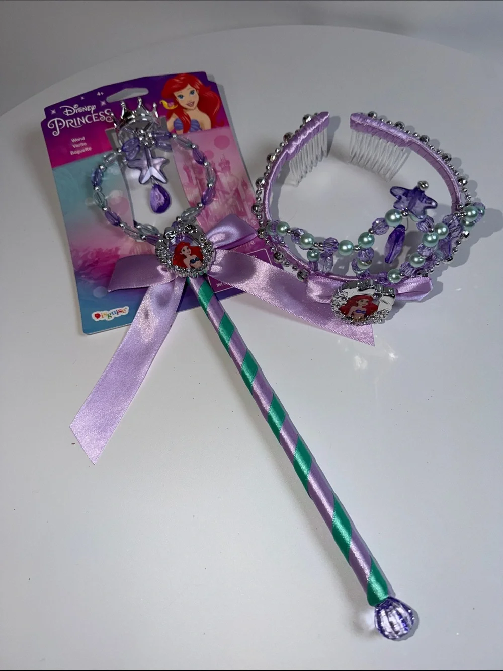 NWT DISNEY LITTLE MERMAID ARIEL CLASSIC GIRLS TIARA AND WAND
